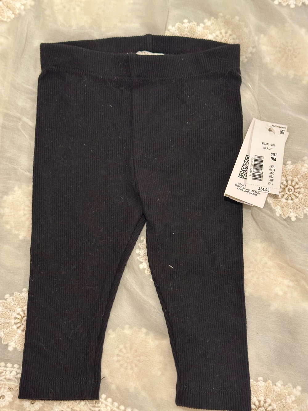 Chelsea & Violet Black Ribbed Baby Leggings